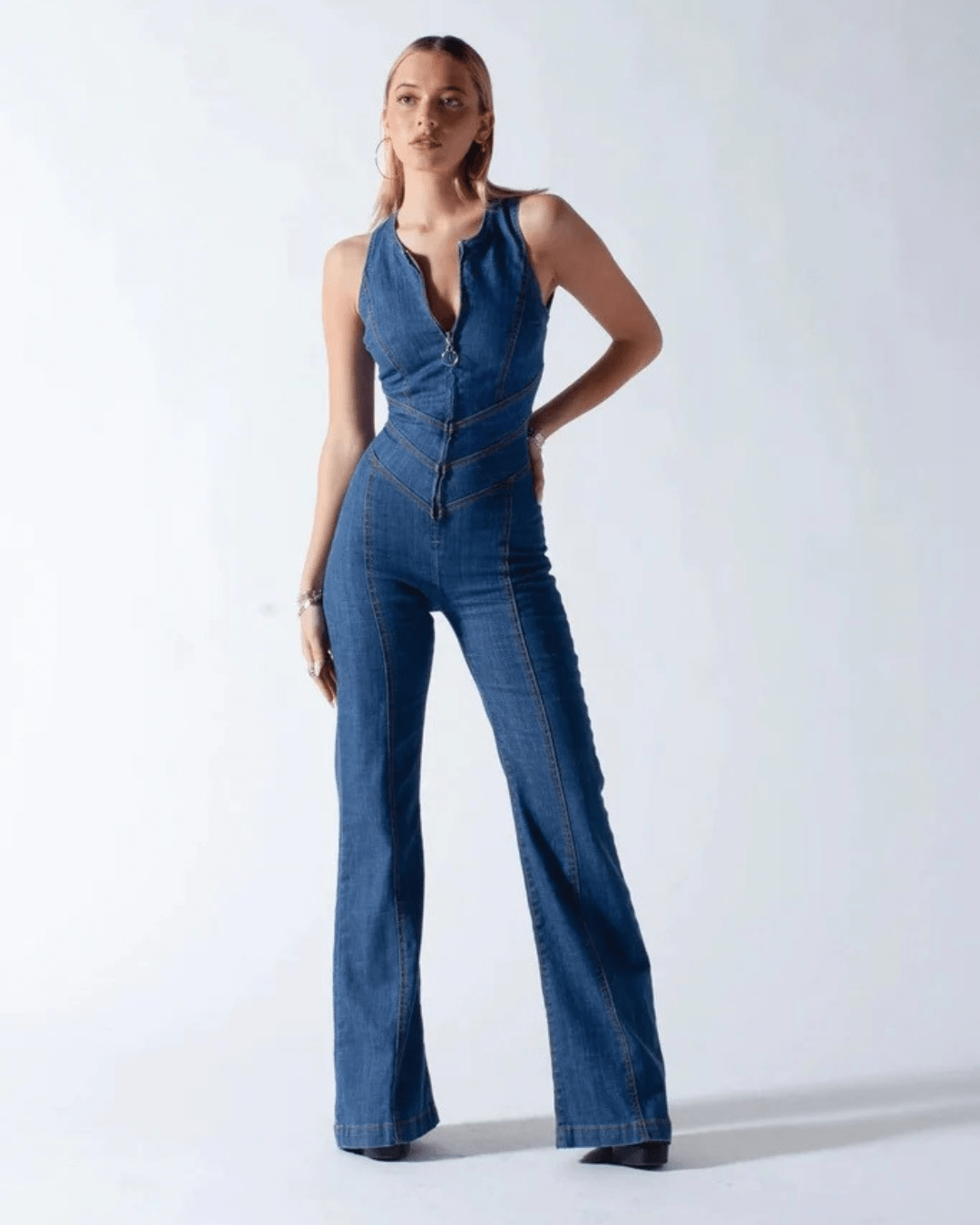 Susanna - Iconic Denim Jumpsuit by Ares Milano