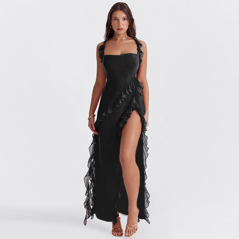 Annalisa - Silk Ruffle Maxi Dress by Ares Milano