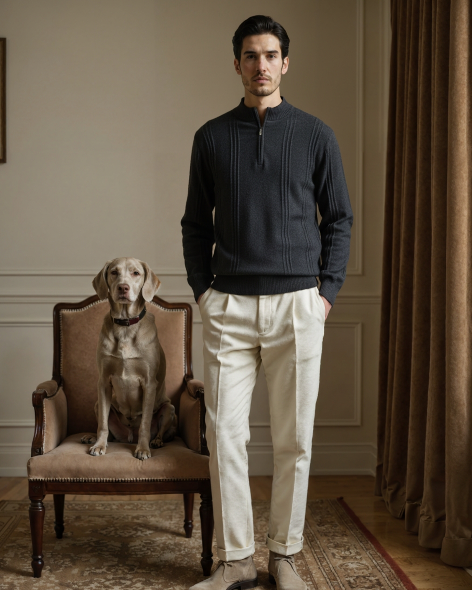 Bartolomeo - Cashmere Ribbed Half Zip by Ares Milano