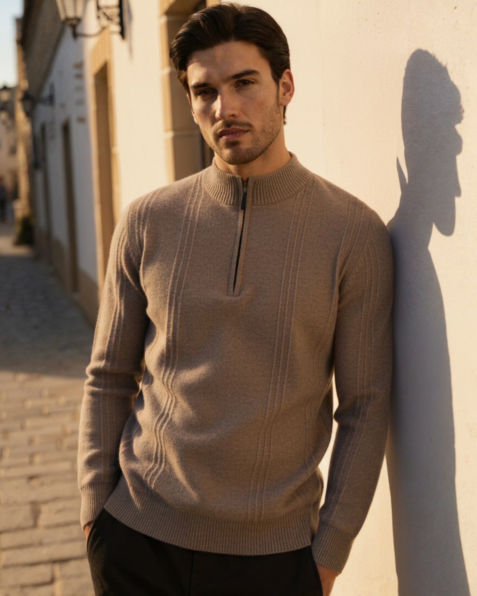 Bartolomeo - Cashmere Ribbed Half Zip by Ares Milano