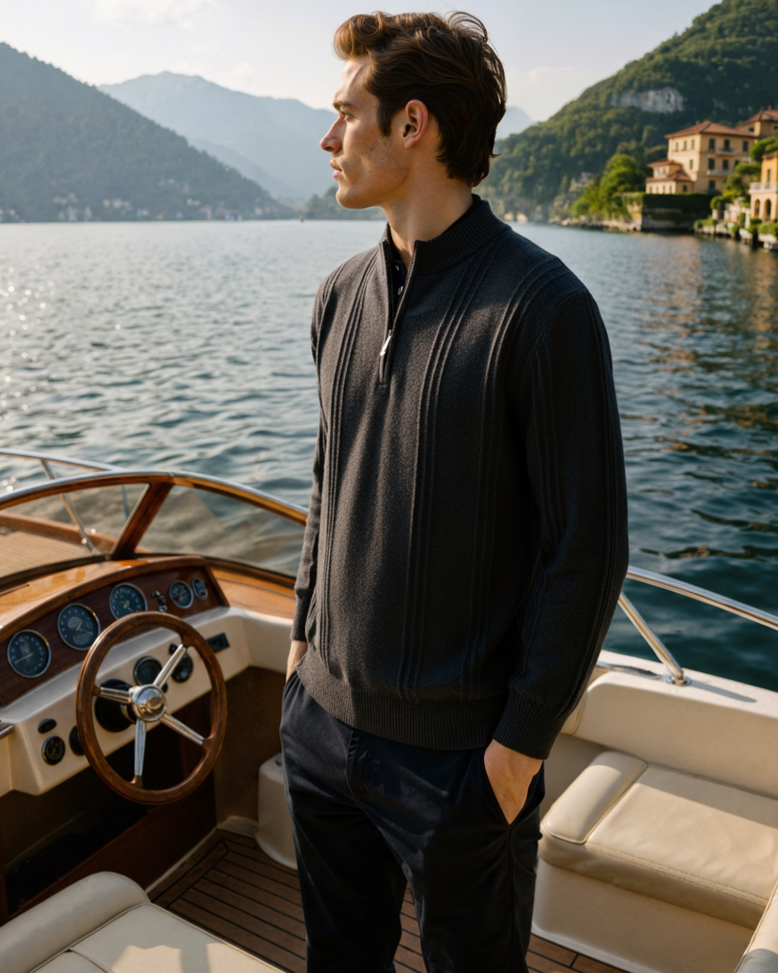 Bartolomeo - Cashmere Ribbed Half Zip by Ares Milano