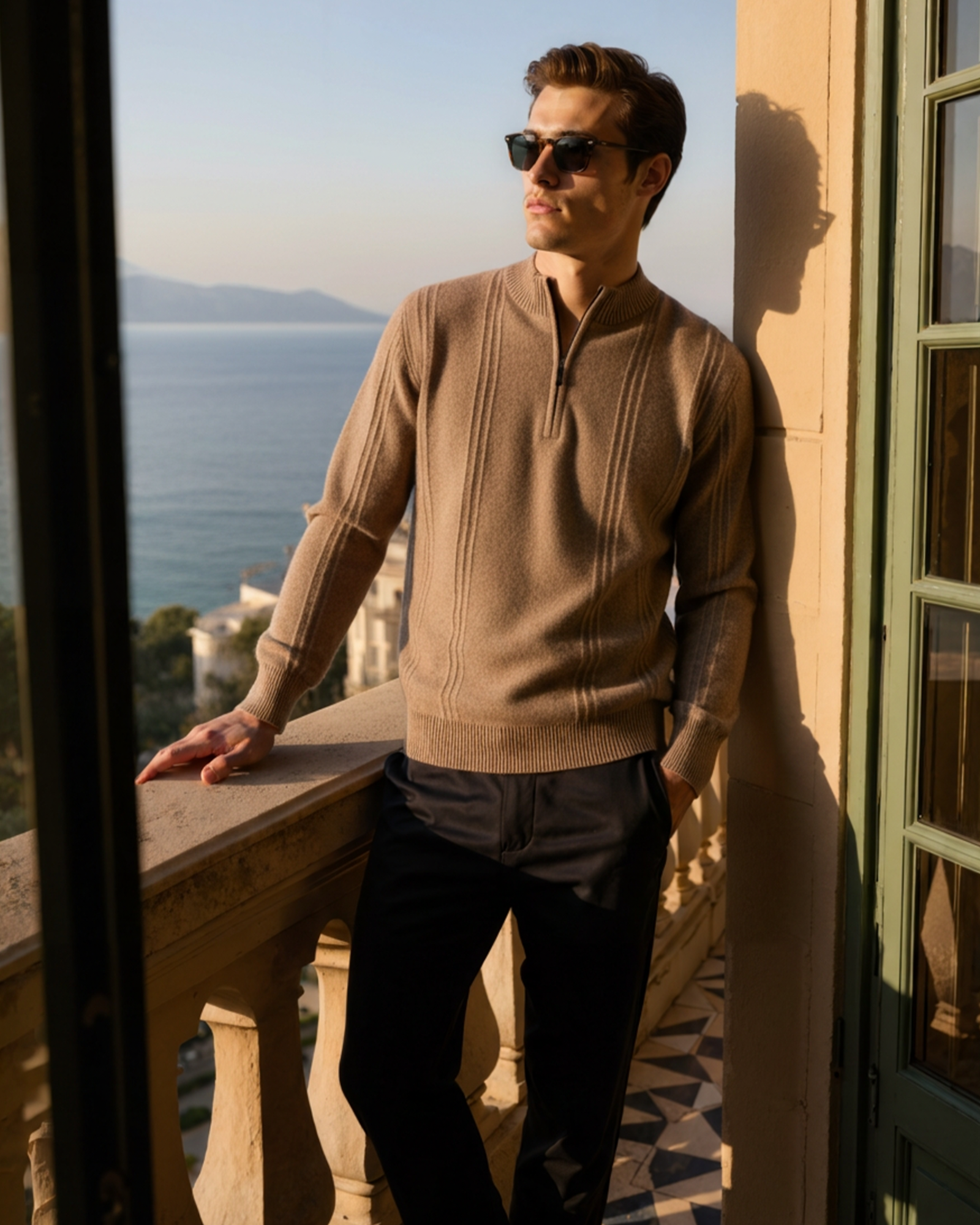Bartolomeo - Cashmere Ribbed Half Zip by Ares Milano
