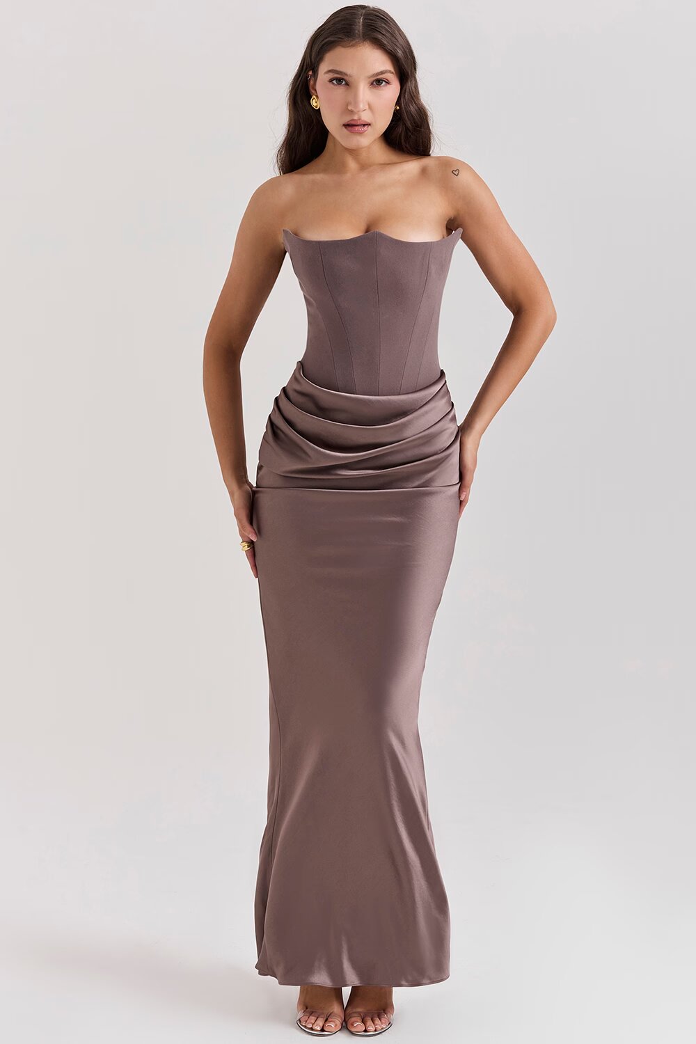 Rossana - Silk Strapless Maxi Dress by Ares Milano