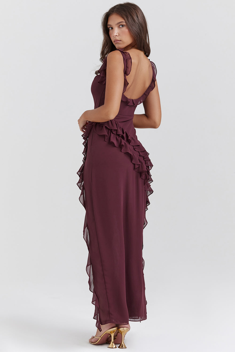 Annalisa - Silk Ruffle Maxi Dress by Ares Milano