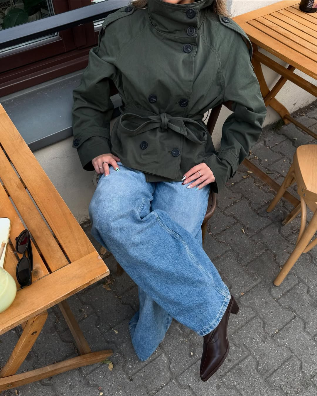 Aquilina - Olive Wool Coat Storm Flaps by Ares Milano