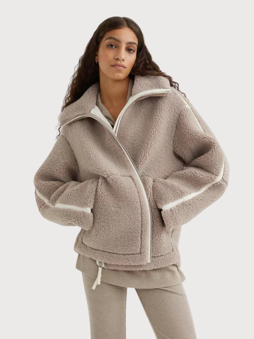 Ambrosia - Cozy Soft Sherpa Lined Coat by Ares Milano