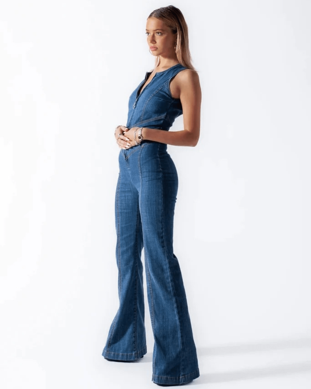 Susanna - Iconic Denim Jumpsuit by Ares Milano