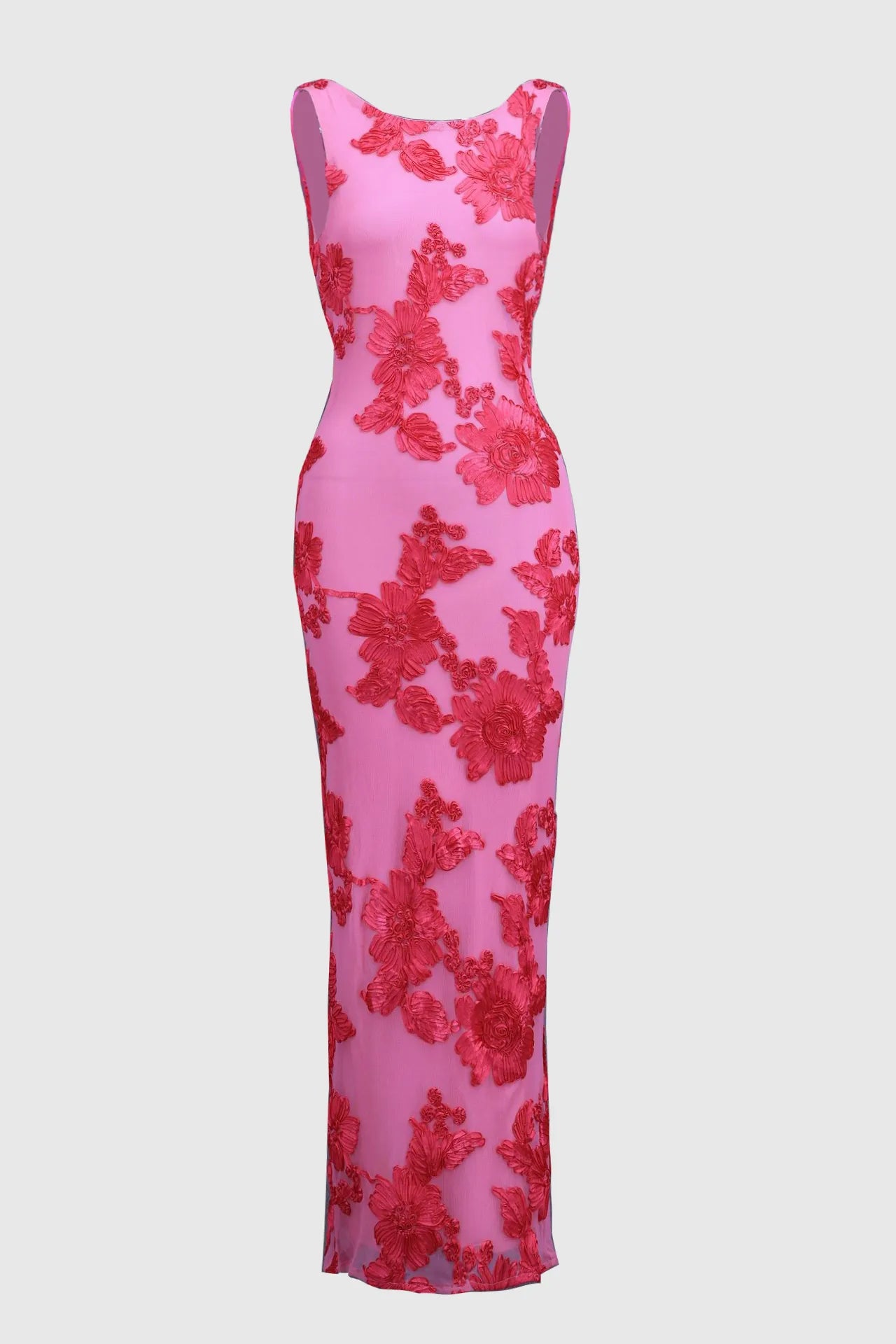 Elsa - Floral Maxi Pink Mesh Overlay by Ares Milano