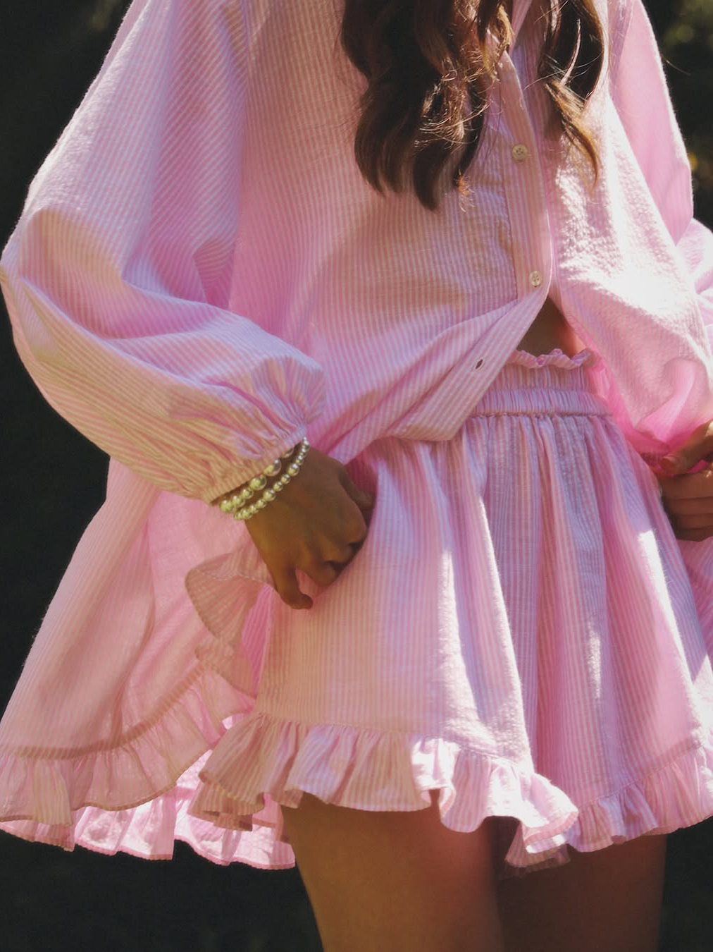 Ornella - Airy Seersucker Set Pink by Ares Milano