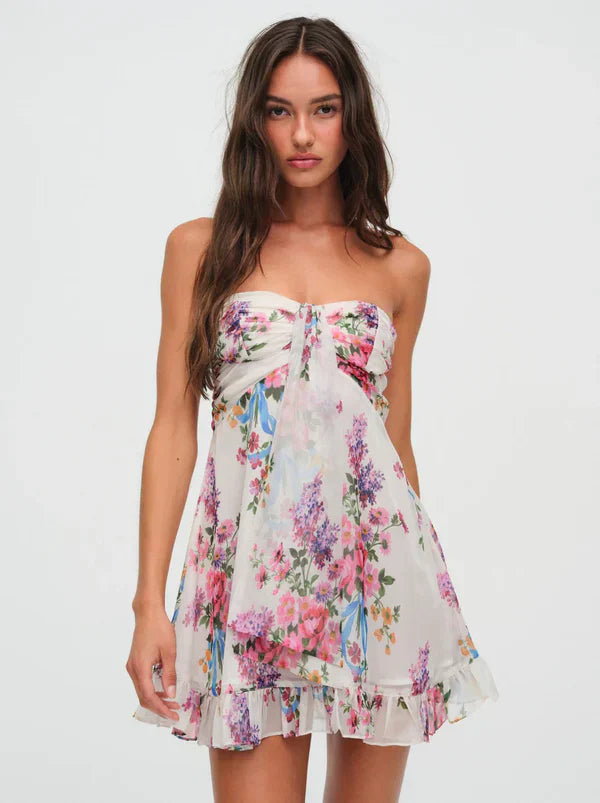 Norma - Celeste Floral Mini Dress by Ares Milano