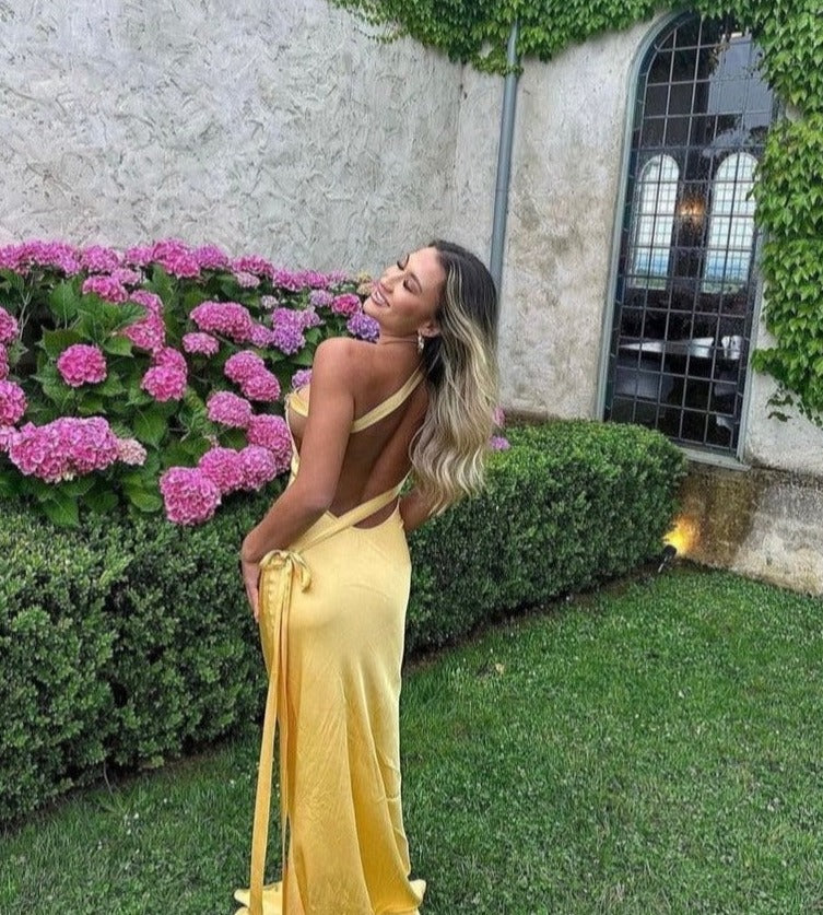 Norina - Orelina Satin Maxi Dress by Ares Milano