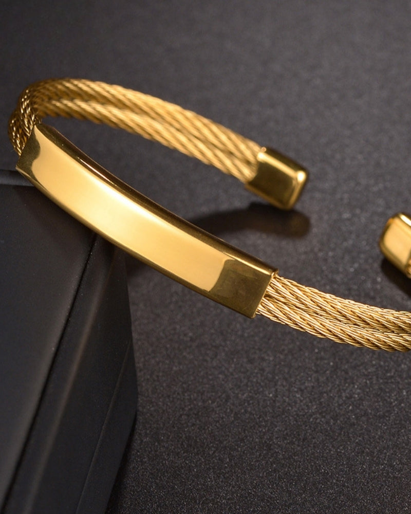 Flavio - Open Cable Cuff 75% Gold Tone by Ares Milano