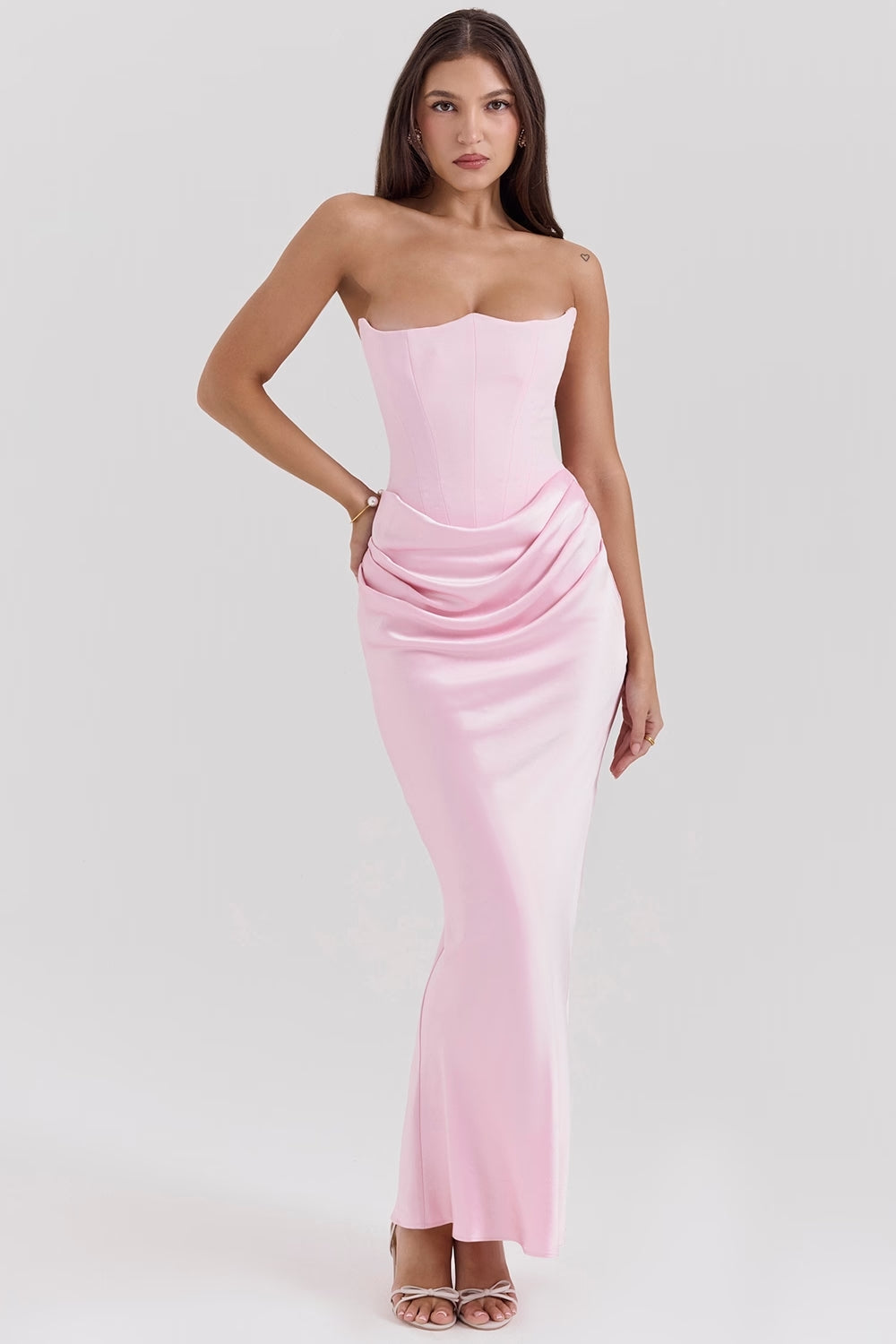 Rossana - Silk Strapless Maxi Dress by Ares Milano