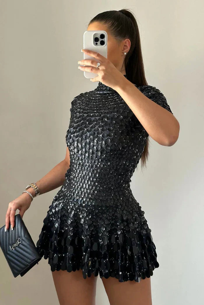 Fosca - Gold Sequin Gala Dress Shine by Ares Milano