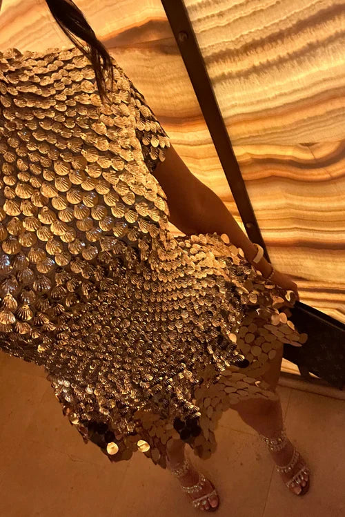 Fosca - Gold Sequin Gala Dress Shine by Ares Milano