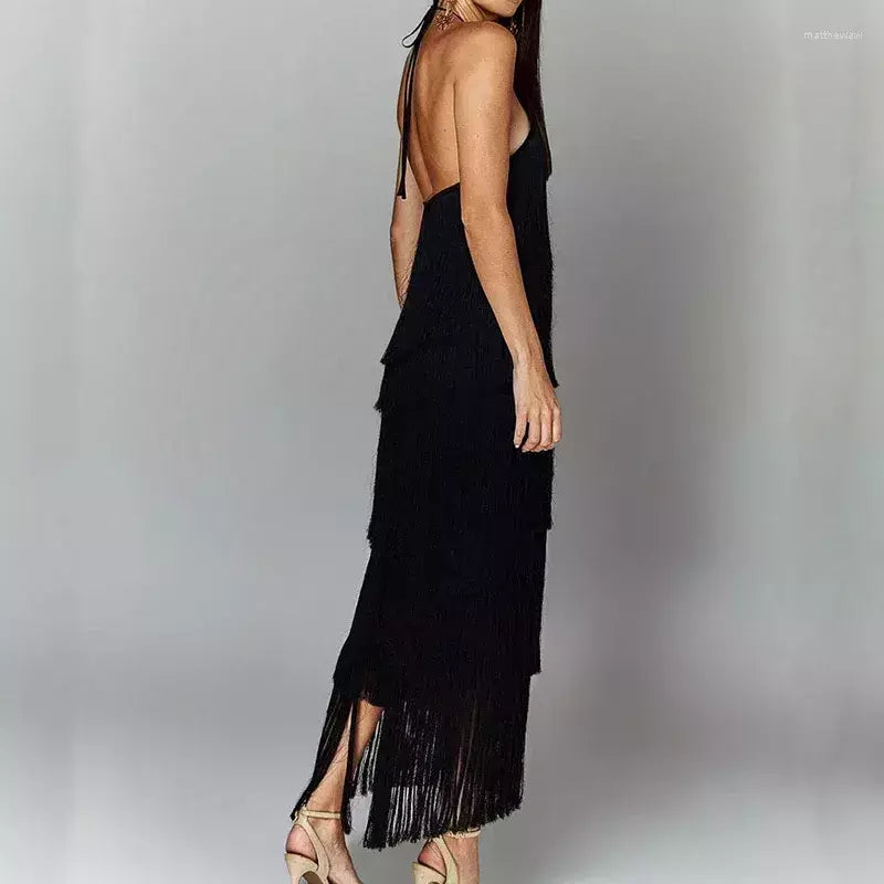 Vittoria - Fringe Halter Midi by Ares Milano