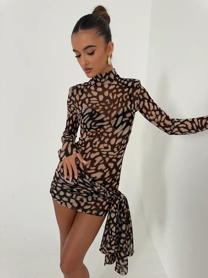 Filomena - Sheer Animal Print Dress by Ares Milano