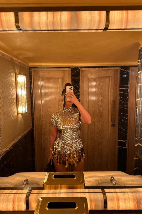 Fosca - Gold Sequin Gala Dress Shine by Ares Milano