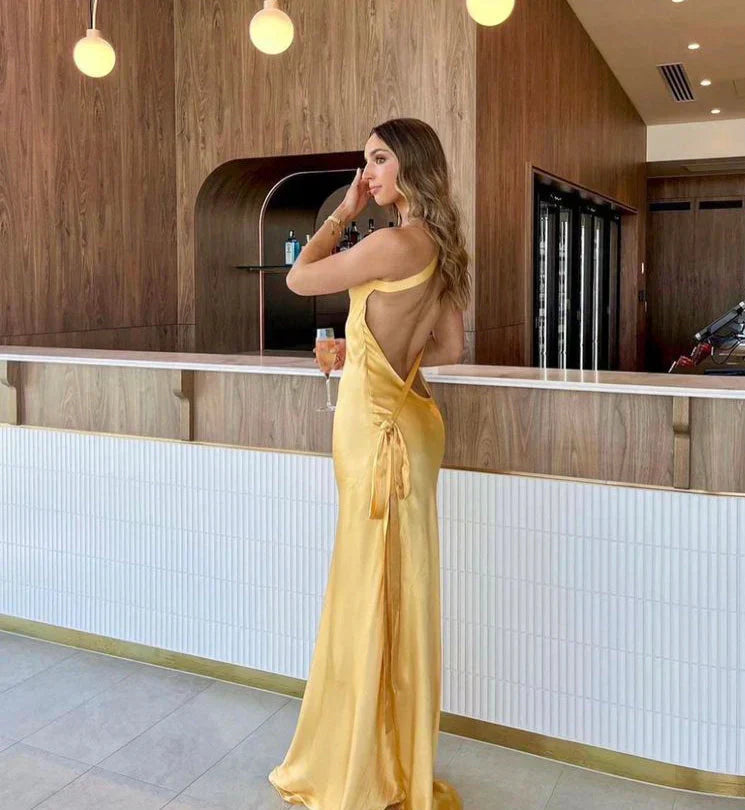 Norina - Orelina Satin Maxi Dress by Ares Milano