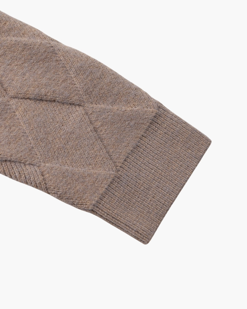 Ottone - Diamond Knit Zip Cardigan by Ares Milano