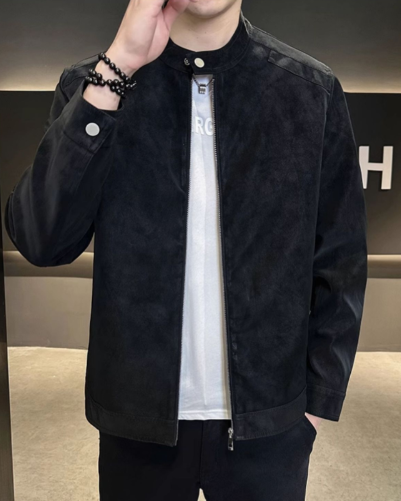 Fausto - Suede Leather Jacket Brown by Ares Milano