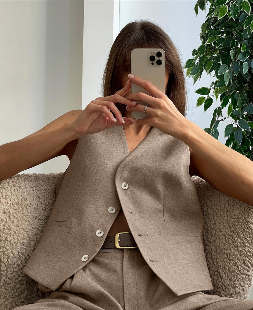 Isotta - Tailored Vest Set Silk Buttons by Ares Milano