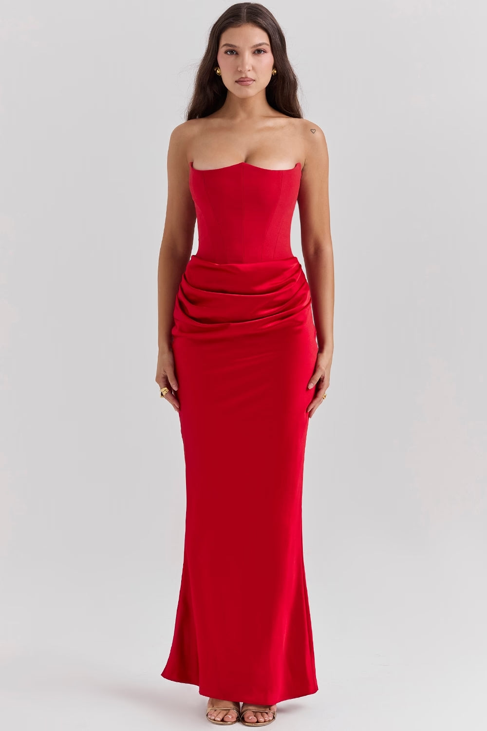 Rossana - Silk Strapless Maxi Dress by Ares Milano