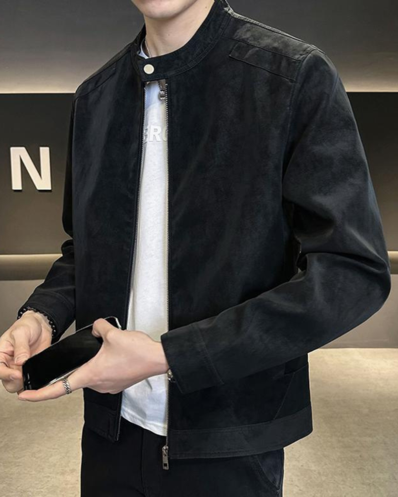 Fausto - Suede Leather Jacket Brown by Ares Milano