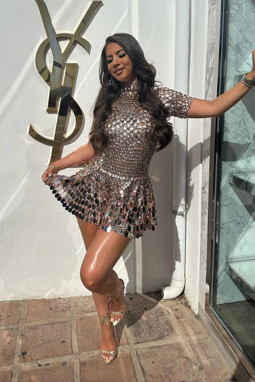 Fosca - Gold Sequin Gala Dress Shine by Ares Milano