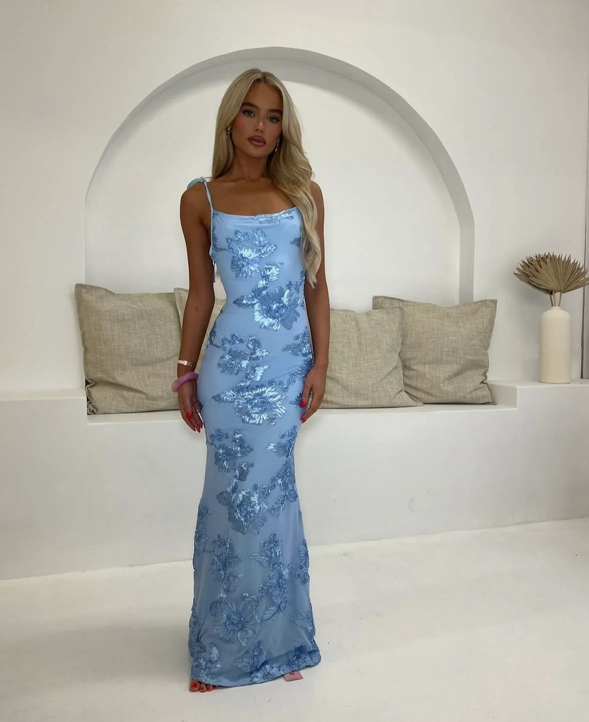 Gaia - Pink Mesh Maxi Dress 3D by Ares Milano