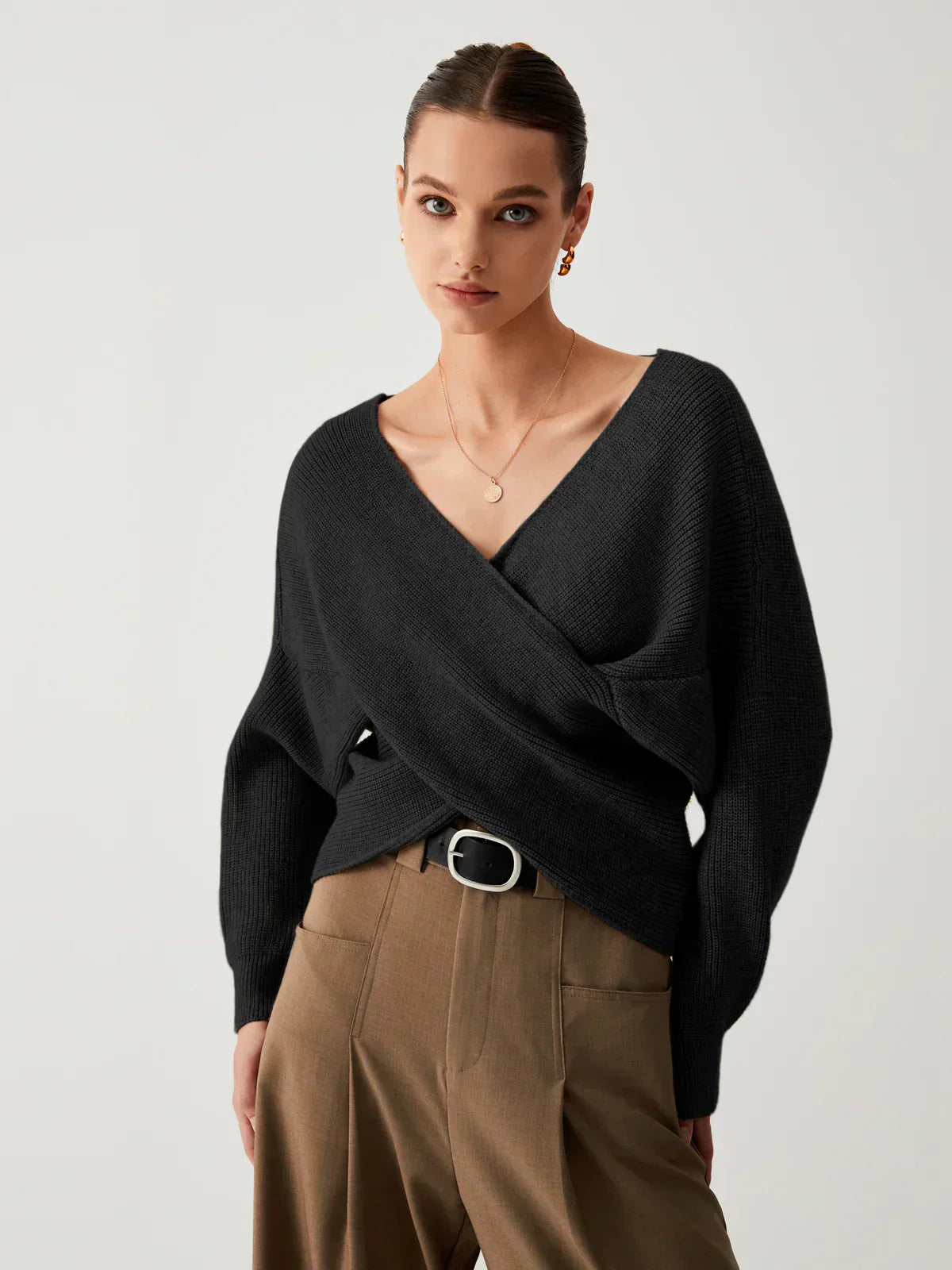 Violetta - Oversized V-Neck Sweater by Ares Milano