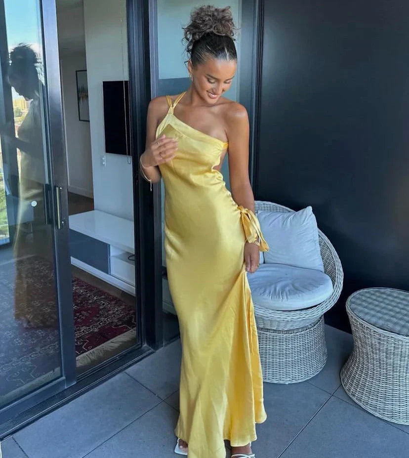 Norina - Orelina Satin Maxi Dress by Ares Milano