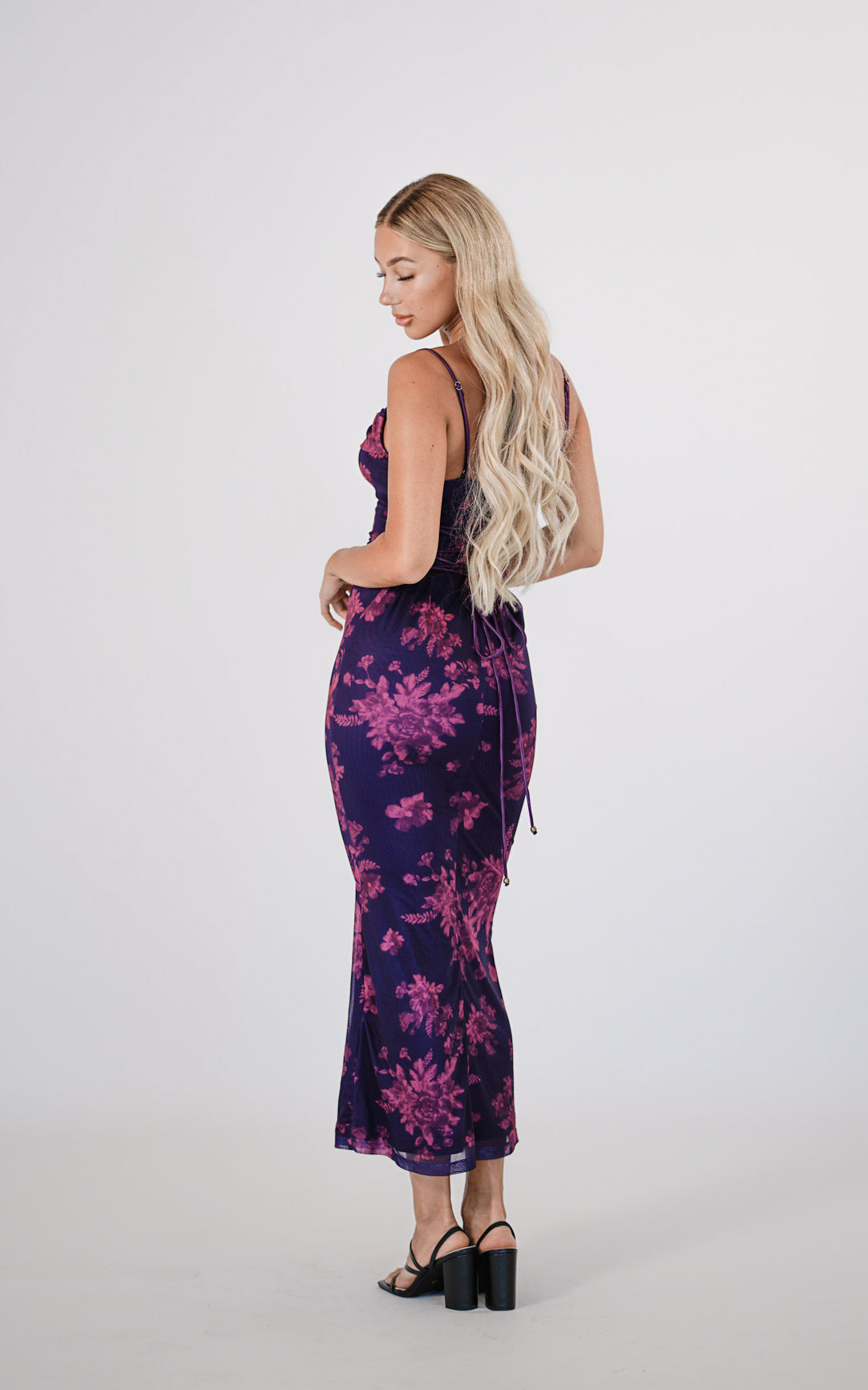 Melania - Navy Floral Maxi Dress by Ares Milano
