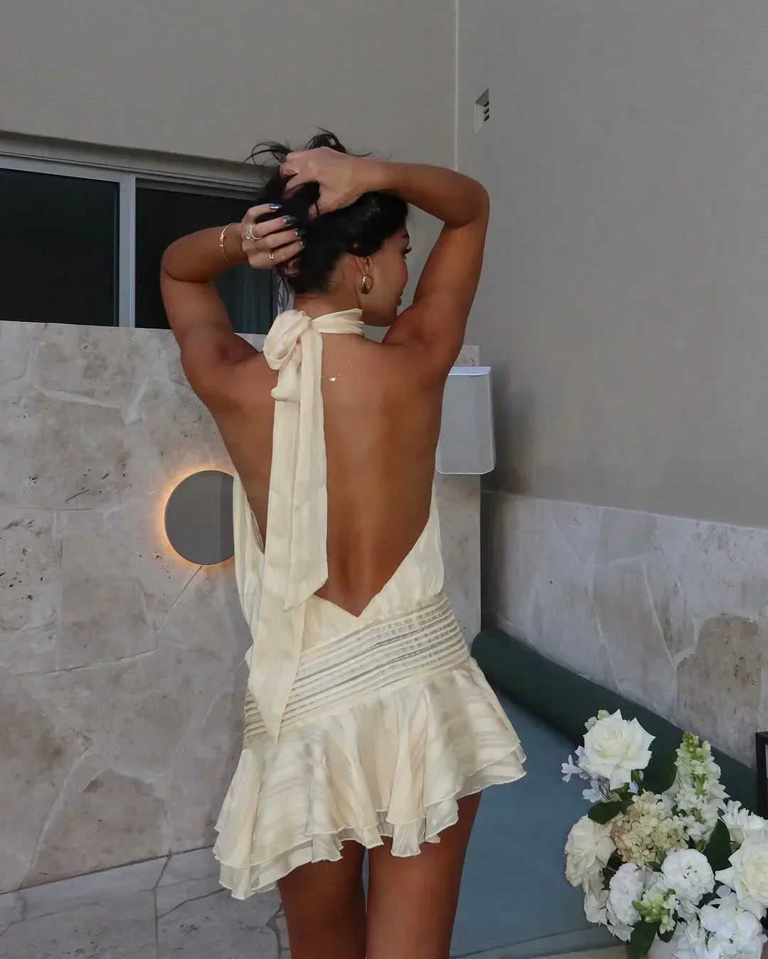 Marta - Silk Pleated Mini Dress by Ares Milano