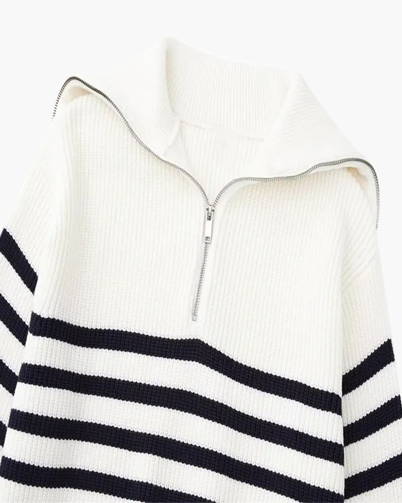 Galileo - Cotton Striped Zip Sweater by Ares Milano