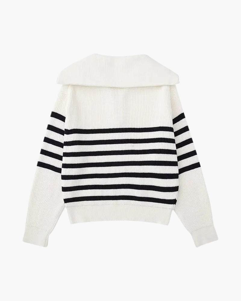 Galileo - Cotton Striped Zip Sweater by Ares Milano