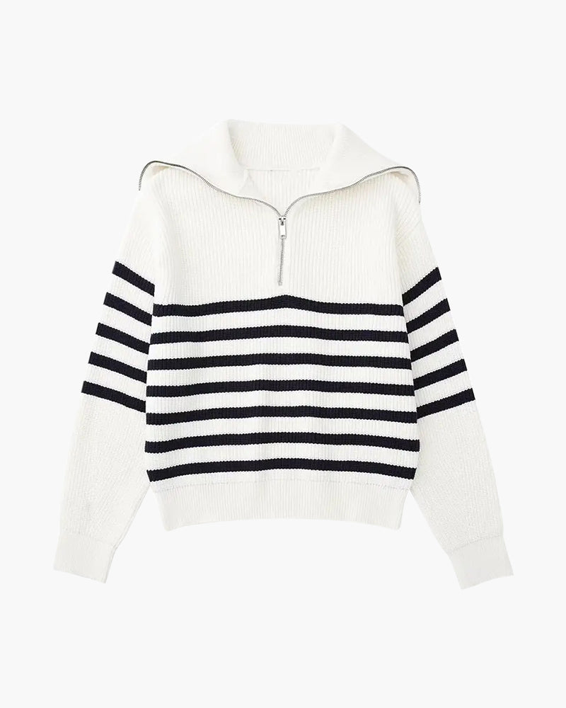 Galileo - Cotton Striped Zip Sweater by Ares Milano