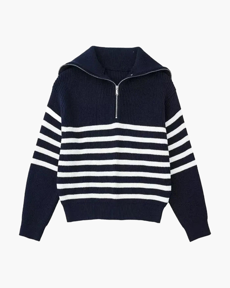 Galileo - Cotton Striped Zip Sweater by Ares Milano