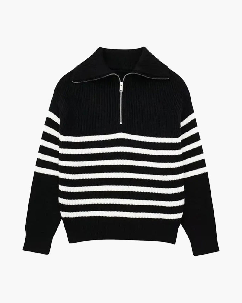 Galileo - Cotton Striped Zip Sweater by Ares Milano