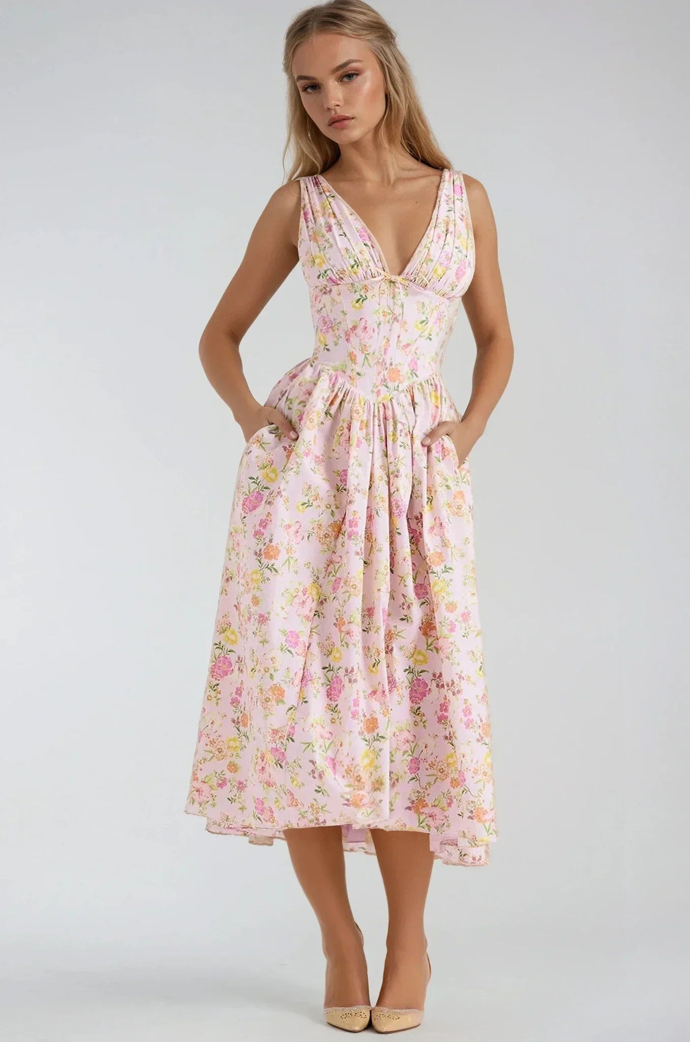Rosetta - Floral Midi Dress by Ares Milano