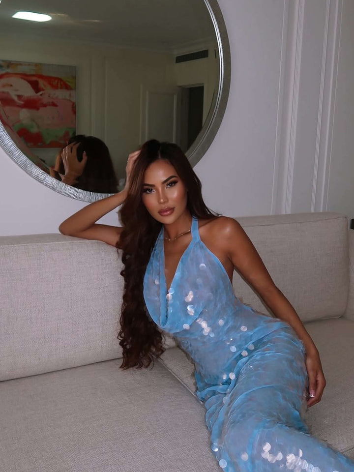 Renata - Sequin Shine Maxi Dress by Ares Milano