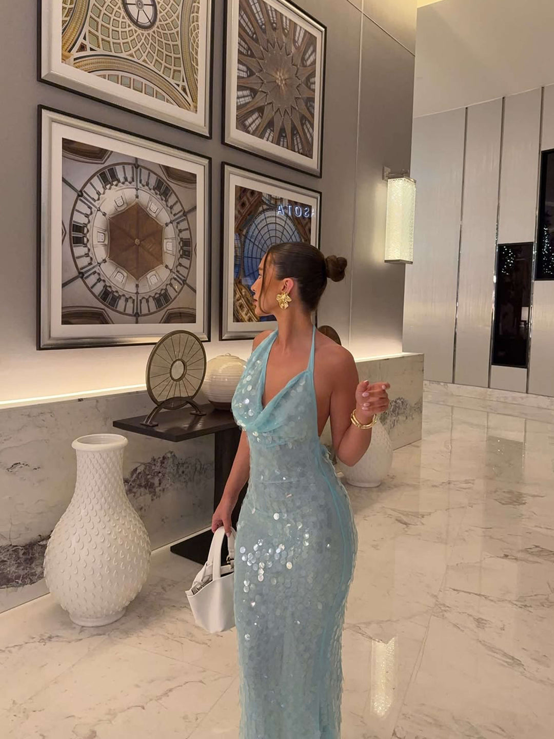 Renata - Sequin Shine Maxi Dress by Ares Milano