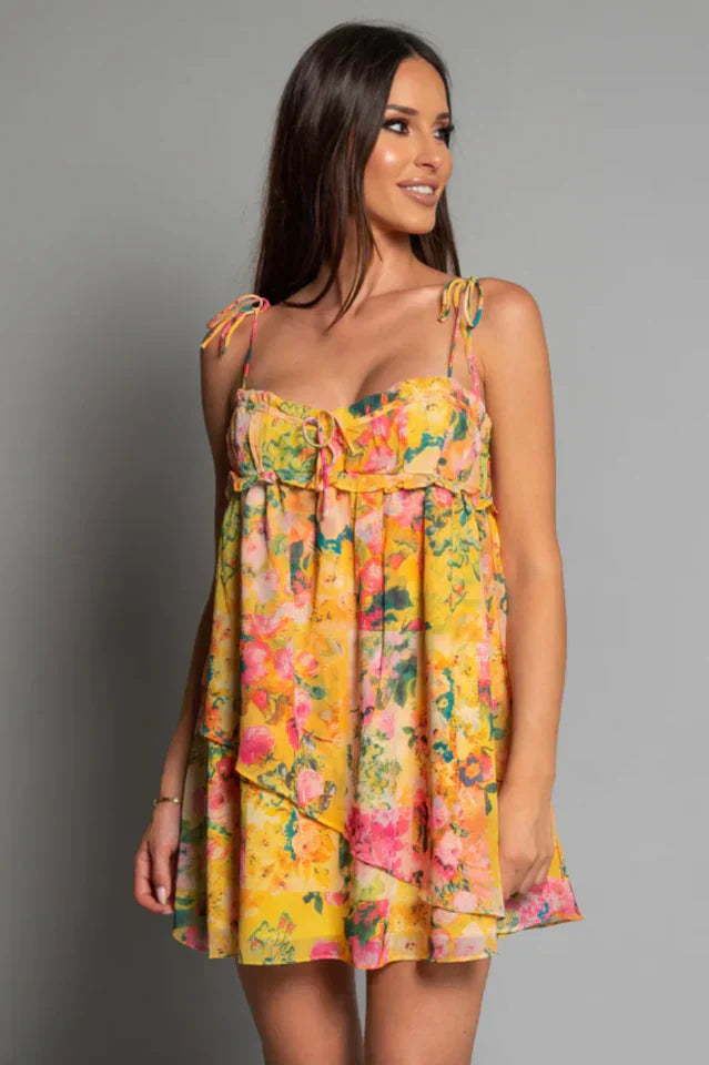 Martina - Floral Chiffon Dress by Ares Milano