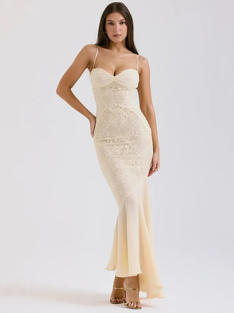 Dorotea - Ivory Lace Maxi Dress by Ares Milano