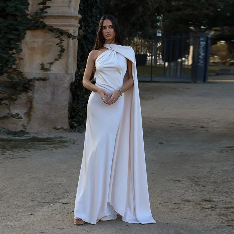 Lidia - One Shoulder Satin Maxi by Ares Milano