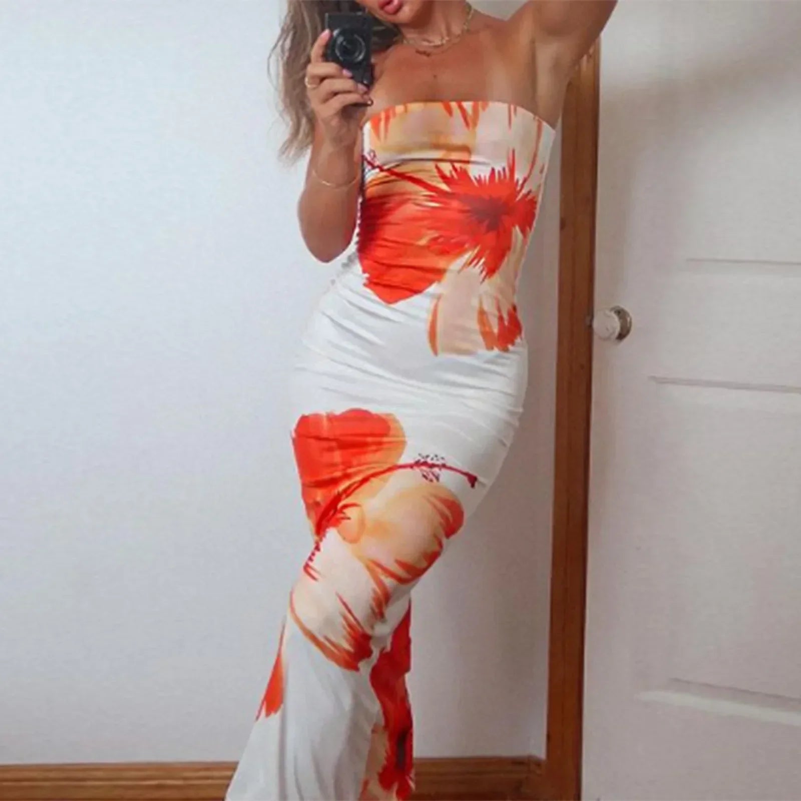 Ginevra - Floral Strapless Maxi Dress by Ares Milano