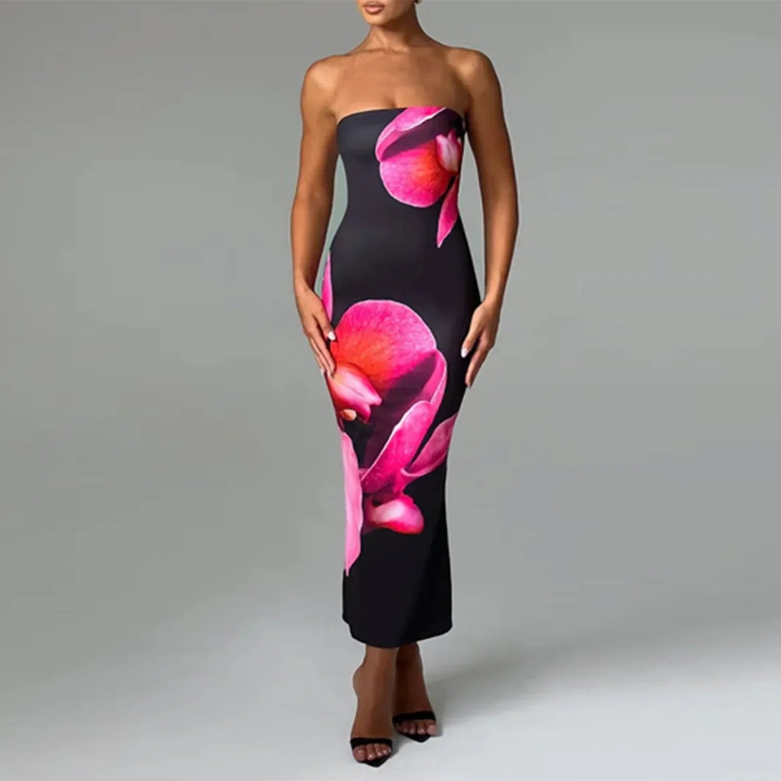 Cesira - Strapless Floral Maxi Silk by Ares Milano