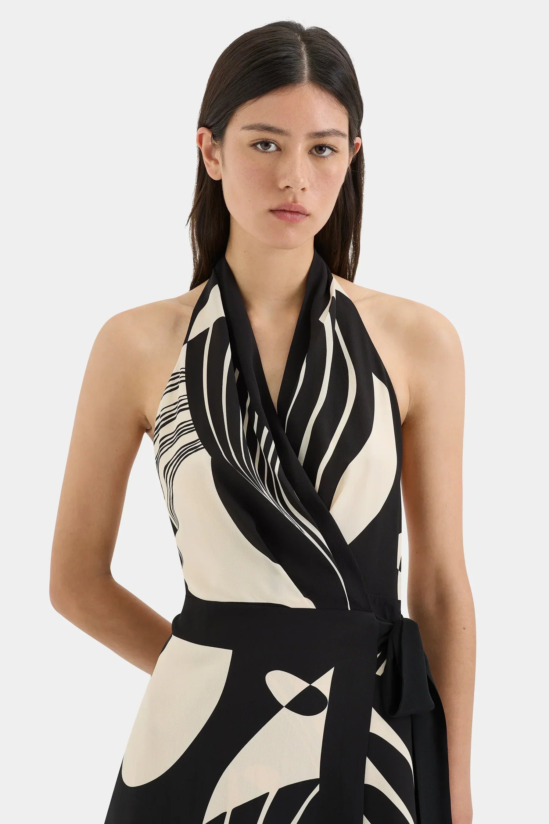 Carolina - Silk Halter Wrap Dress by Ares Milano