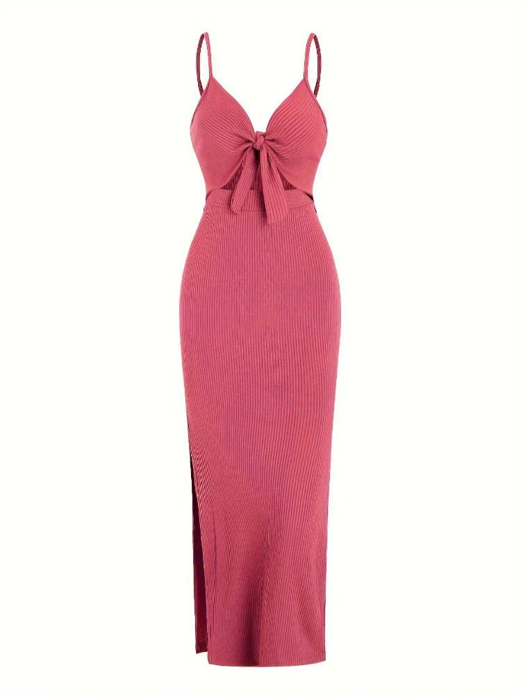Dalila - Ribbed Tie Front Dress by Ares Milano