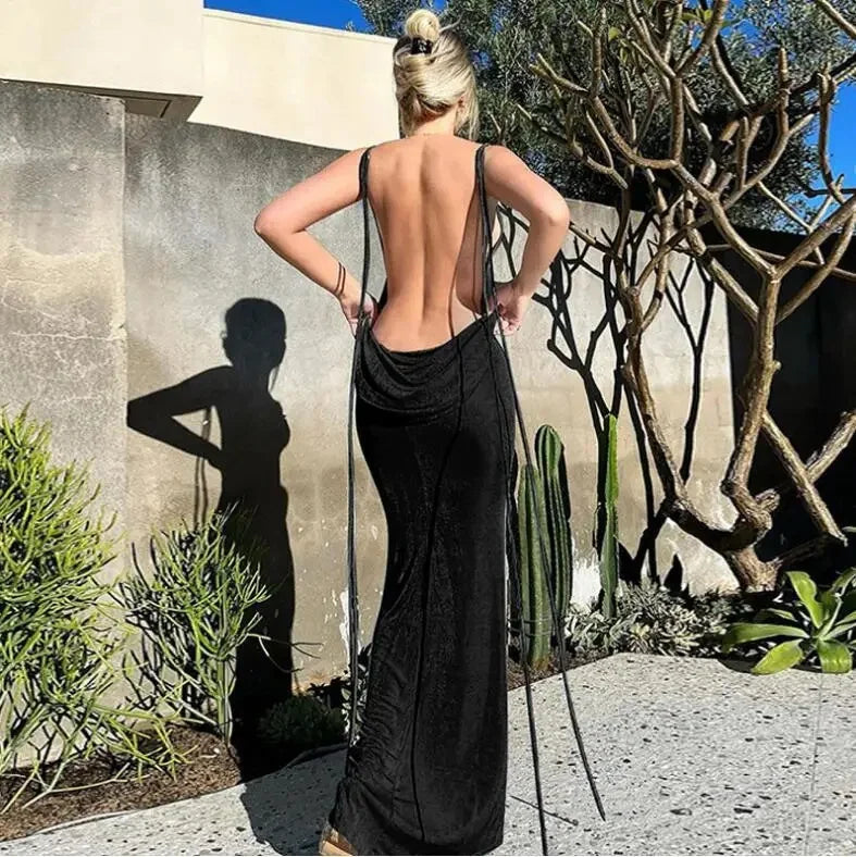 Edda - Backless Emerald Maxi Silk by Ares Milano